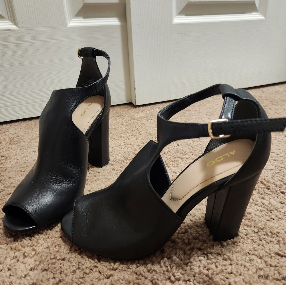ALDO Black Leather Heels
